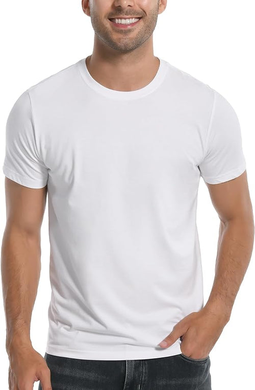 Mens Bamboo Viscose T Shirt Ultra Soft Plain Tshirts for Men Cooling Crew Neck Casual Basic Tee Shirt Undershirt